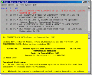 First Call Notes Window